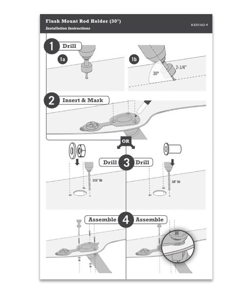 Sea-Lect 30° Flush Mount Rod Holder Kit