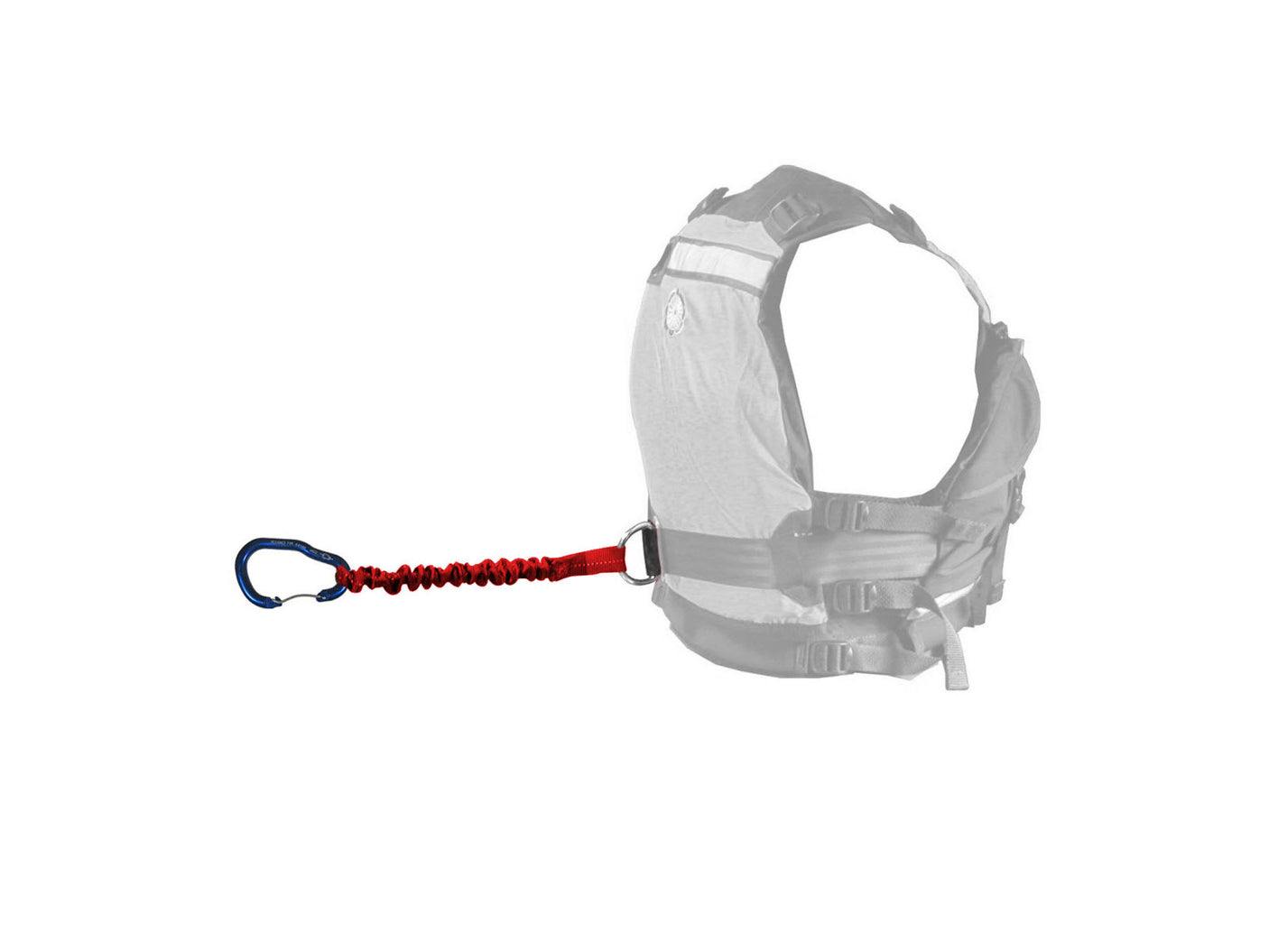 North Water PFD Pig Tail Tow with Paddle Carabiner attached to PFD